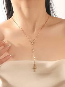 1 Pièce Collier De Pendentif À Gland Croix De La Minimaliste Et À La Mode Pour Femmes