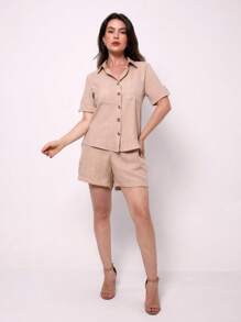 Women Two-Piece Outfits - Beige - View 1