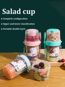 1 Stück doppelwandiger Fitness-Salat Becher, tragbare Brotdose, Fett reduzierend Gesundheitsbecher, multifunktionaler Becher für Wasser/Getränke, Küche, Weihnachtsgeschenk, Schulmaterial - Verschiedenfarbig - Übersicht 14