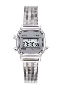 FANSICHEN 1pc Ladies' Silver Multifunction Electronic Watch With Calendar And Week Display, Stainless Steel Milanese Band, Suitable For Daily Wear And Festival Gift - Silver - View 8