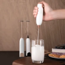 BALASHOV 电动奶泡器厨房饮料起泡器搅拌器搅拌器咖啡卡布奇诺奶精搅拌器泡沫混合搅拌器打蛋器，超棒节日礼物 - 白色 - 查看 4