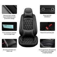 Luxurious 5Pcs Car Seat Cover Full Set Pu Leather Universal Front Rear Seat Protector - Black - View 10