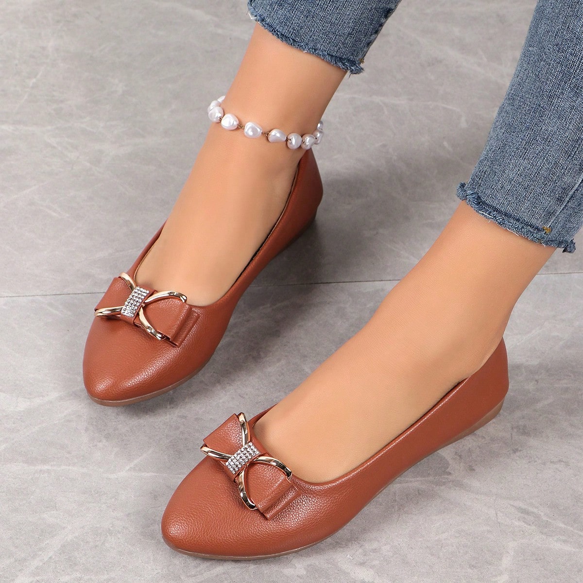Zapatos Planos Casuales Para Mujer, Zapatos Planos Con Diamantes De Imitación A La Moda Para Mujer