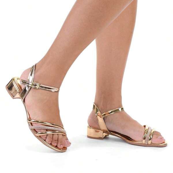 Sandália Feminina Salto Bloco Médio Confortável Saltinho