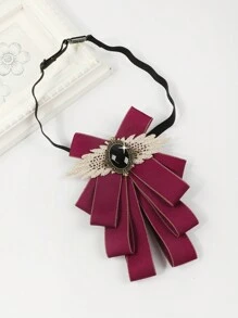 1pc Ladies' Casual Solid Color Imitation Gemstone Wing Bow Tie, Suitable For Dating, Party & Event Outfits Vintage  Christmas - Multicolor - View 10