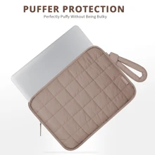 ETRONIK Puffy Laptop Sleeve 13 Inch 14 Inch, Laptop Case For MacBook Pro 14 Inch Laptop Sleeve, MacBook Air M2 Sleeve 13 Inch, IPad Pro 12.9, Cute Puffer Laptop Cover Carrying Case With Pocket - Khaki - View 1