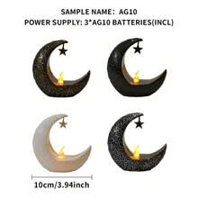 1pc Star & Moon Candle Holder, Arabic Lantern Style Electric Wax Candle Light, Suitable For Middle Eastern Festivals, Bedroom, Bedside, Living Room Atmosphere Decoration