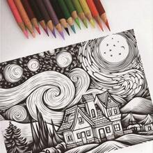 Adult Coloring Book With 32 Pages Van Gogh Style Starry Night Coloring Patterns , Art Supplies For Stress Relief , Relaxing , Reflecting And Decompressing - Ideal Christmas Gift For Men , Women And Teens Back To School,Mother's Day,Mom's Gift,Back To School,School Supplies