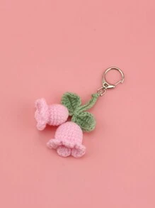 Crochet Wind Chime Lily Flower Keychain Bag Charm Cute Keychain Crochet Crochet Accessories Valentines - Baby Pink - View 4