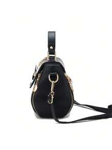 Floral Embroidery Flap Square Bag, Mother's Day Gift For Mom - Black - View 5