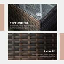 Outsunny Outdoor PE Rattan Coffee Table, Rectangular Garden Tea Table W/ Tempered Glass Top - Brown - View 4