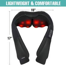 DAILYLIFE Shiatsu Neck And Back Massager With Heat, Electric Shoulder Massager, Car Neck Massager Pillow For Neck, Back, Shoulder, Foot, Leg, Muscle Pain Relief, Gifts For Men/Women - 黑色 - 查看 3