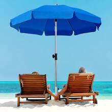 200 Cm Parasol, Market Umbrella, Bendable, Garden Umbrella, Round, 8 Steel Struts, Patio Umbrella, Sun Protection UV 50+ For Garden, Balcony And Patio, 200 G/M² - 寶藍色 - 查看 5