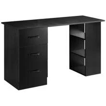 HOMCOM 120cm Computer Desk, Writing Table, PC Workstation With 3 Storage Shelves And Drawers - Black - View 5