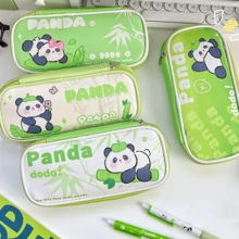 1件卡通熊貓鉛筆盒,大容量便攜式筆袋 - 綠色 - 查看 6