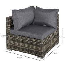 Outsunny PE Rattan Wicker Corner Sofa Garden Furniture Single Sofa Chair W/ Cushions - Dark Grey - View 8