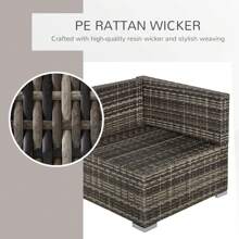 Outsunny PE Rattan Wicker Corner Sofa Garden Furniture Single Sofa Chair W/ Cushions - Dark Grey - View 2