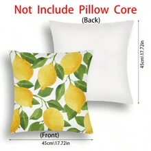 1 Pièce Housse De Coussin Imprimée Jaune Avec Un Motif De Feuille D'arbre De Citron, Housse De Coussin Décorative Pour Canapé À La Maison
