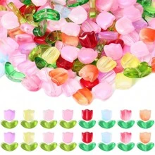 Random Color Cute Tulip Shape Beaded Jewelry Set For Diy, Including Bracelet, Necklace, Earrings, Keychain, Phone Strap, Anklet, Pendant - Perfect For Festival Party Gift And Accessory Making