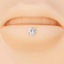 1Pc Stainless Steel Heart Gem Labret Earring Stud Helix Cartilage Piercing Labret Ring Lip Monore Piercing Jewelry 16G Valentines, Mom, Mother, Mother's Day, Gift