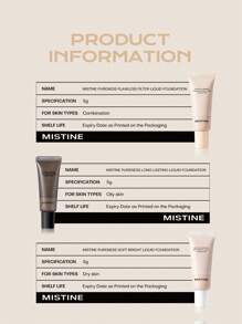 MISTINE Mini Matte 4K Liquid Foundation Makeup Full Coverage For Oily Skin, 24 Hour Oil Control Makeup Foundation, Flexible And Skin-Friendly, Waterproof Antioxidant Long-Lasting Anti-Darkness 5g 1Pc - [Oily Skin]LF110 - View 9