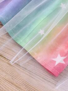 Young Girl's Colorful Unicorn Printed Mesh Dress With Ruffle Hem For Summer