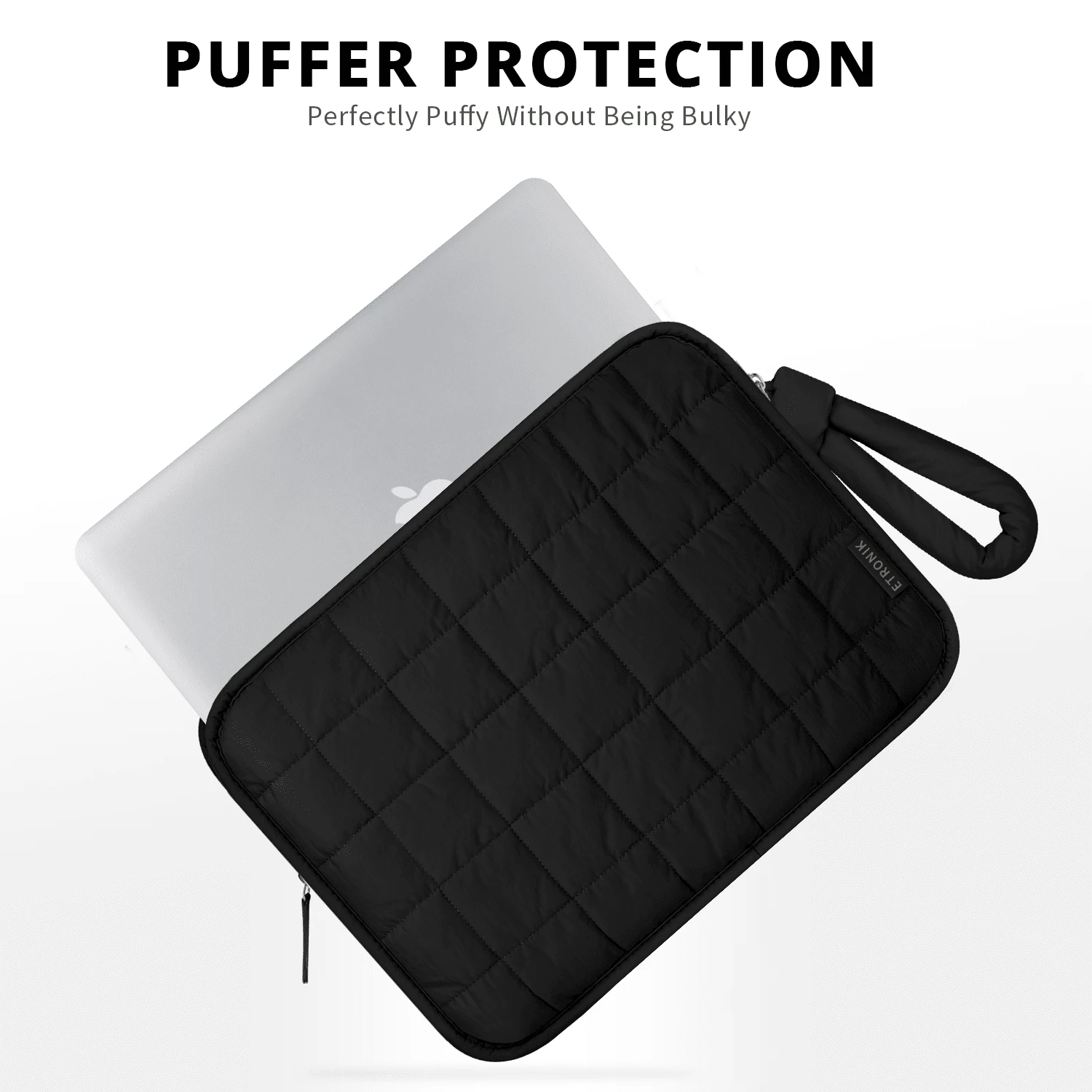 ETRONIK Puffy Laptop Sleeve 13 Inch 14 Inch, Laptop Case For MacBook Pro 14 Inch Laptop Sleeve, MacBook Air M2 Sleeve 13 Inch, IPad Pro 12.9, Cute Puffer Laptop Cover Carrying Case With Pocket - Black - View 1