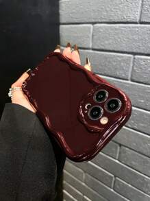 1pc TPU Cream & Burgundy Heart Shockproof Phone Case Compatible With IPhone 11 12 13 14 15 16 16Pro 16Plus 16ProMax 17Air 17ProMax