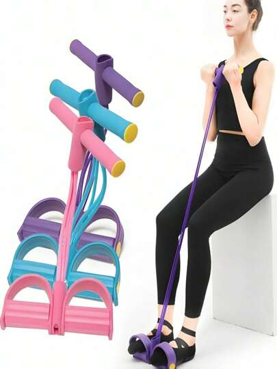 Extensor de 4 pontas MultiFuncional Elástica Reforçada Exercícios Academia Ginástica Apoio Pés Tensão Forte Faixa Elásti