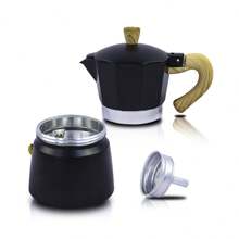 Cafetera italiana de aluminio con capacidad de 150 ml, - Negro - Ver 2