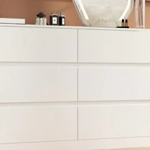 Modern Corner Makeup Vanity Table With 6 Spacious Drawers, 51" Vanity Desk Dressing Table Computer Desk For Bedroom