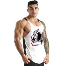 Kit 3 Camisetas Regata Masculina Cavada em Dry para Academia Estampa Viking + Triangle Lion + Anchor - Bombey