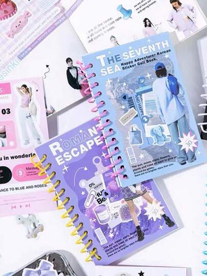 1 pieza Libro de pegatinas para garabatear de 20 páginas, con pegatinas autoadhesivas de varios elementos para decorar diarios, se puede usar para estuches de teléfono, scrapbooks, equipaje y planificadores, pegatinas de vuelta al colegio, suministros para scrapbooking, pegatinas divertidas, pegatinas para portátil, pegatinas para Kindle, pegatinas para teléfono