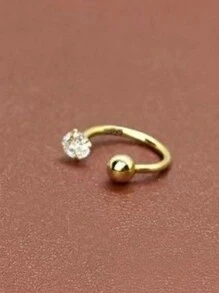 Nooxian 1pc Gold Stainless Steel Cz Paved C-Shaped Helix Piercing Earring For Women