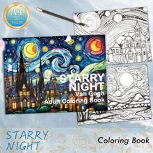 Adult Coloring Book With 32 Pages Van Gogh Style Starry Night Coloring Patterns , Art Supplies For Stress Relief , Relaxing , Reflecting And Decompressing - Ideal Christmas Gift For Men , Women And Teens Back To School,Mother's Day,Mom's Gift,Back To School,School Supplies