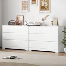 Bedroom Chest Of Drawers, White Bedroom Chest Of Drawers, Chest Of Drawers With Six Drawers, White Chest Of Drawers For Adults, Storage Cabinet, Modern, Wood, 120 X 40 X 82 Cm - White - View 2