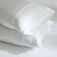 HYPREST 100% French Linen Pillowcase Stone Washed, Linen Pillow Shams Set, Super Soft Breathable Cooling Moisture-Absorbing Farmhouse Bed Pillow Covers, Envelope Design - 白色 - 查看 3