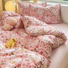 4入組卡通花印花被套套件（1套被套,1床單和2枕套,不含填充物）-適用於四季 - 彩色 - 查看 7