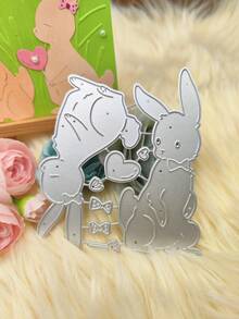 1pc Easter Bunny Couple & Thumbs Up Shaped Titanium Steel Cutting Mold For Diy Craft