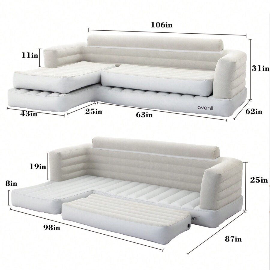 Inflatable Sectional Sofa Bed, LShaped Coner Blow Up Couch SHEIN USA