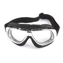 1Storm Motorcycle Scooter Mopeds Goggles Half Helmet Vintage Vespa Pilot Aviator Style,Bronze Frame Clear Lens - Silver - View 1