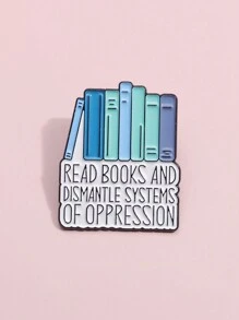 1pc Fun Bookworm Enamel Pin Read And Remove Compression System Brooch Lapel Badge Backpack Jewelry Gift - Multicolor - View 3