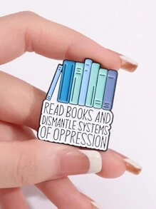 1pc Fun Bookworm Enamel Pin Read And Remove Compression System Brooch Lapel Badge Backpack Jewelry Gift - Multicolor - View 6