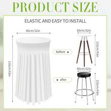 1 PC Cocktail Table Skirt, White Spandex Table Covers For Highboy Table, Cocktail Table Tablecloth For High Top Party Table, Wedding, Party, Banquet - White - View 3