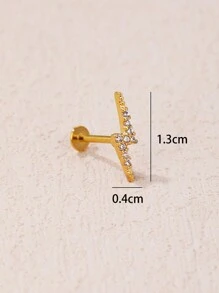 1pc Fashionable Stainless Steel & Diamond Lightning Bolt Stud Earring Suitable For Women's Daily Wear - Lightning - View 8