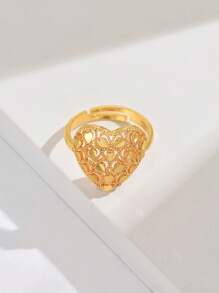 1 chiếc nhẫn thời trang phong cách Âu Mỹ hình lúa mì may mắn, trang sức cưới rỗng hở cho phụ nữ - Vàng - Xem 17