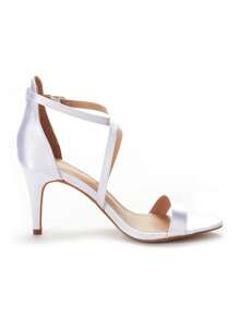 Giày cao gót quai chéo thời trang cho nữ Giày cao gót hở mũi Giày cao gót đế xuồng cho tiệc cưới, tiệc tối, tiệc về nhà, ngày lễ tình nhân - trắng - Xem 6