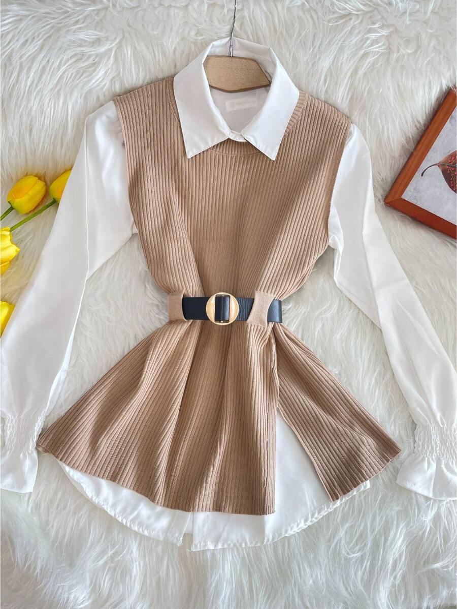 Women Two-Piece Outfits - Khaki - View 1