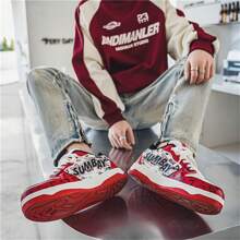 Nam Retro Giày dép Với Dày Đế Đến Nâng Chiều cao Thích hợp Đối với Tất cả các mùa , Thiếu niên , Giải trí , Linh hoạt Giày thể thao - Đỏ - Xem 5