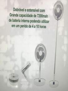 Ventilador Dobrável Portátil Piso Retrátil Usb Ajustável Adequado Para Escritório Ar Livre Viagens Camping - Branco - Visão 2